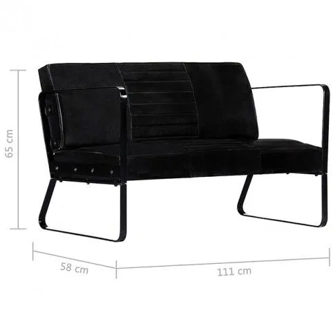 Zdjęcie czarna skórzana sofa dwuosobowa Divano - w sklepie Edinos.pl