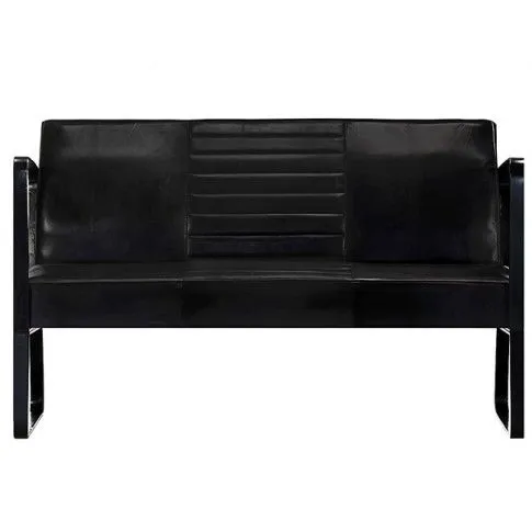 Szczegółowe zdjęcie nr 4 produktu Skórzana sofa 2-osobowa Orvax - czarna
