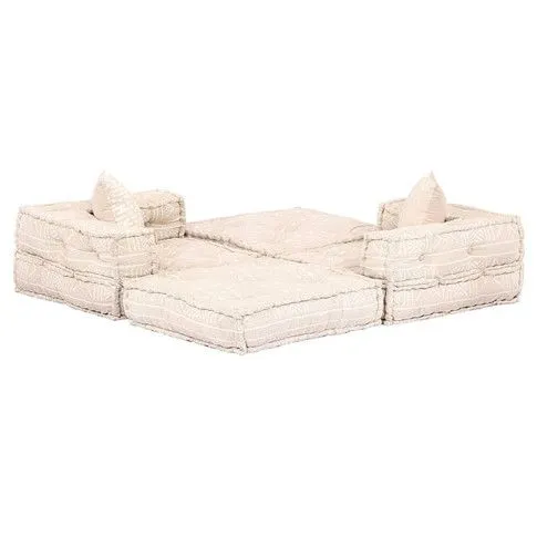 2-osobowa rozkładana beżowa sofa modułowa Demri 3D