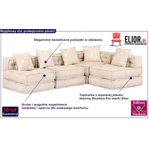 4-osobowa rozkładana beżowa sofa modułowa Demri 6D