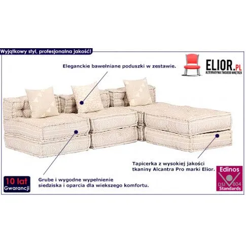 4-osobowa rozkładana beżowa sofa modułowa Demri 7D