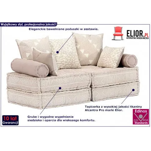 Dwuosobowa beżowa sofa modułowa Demri 2D