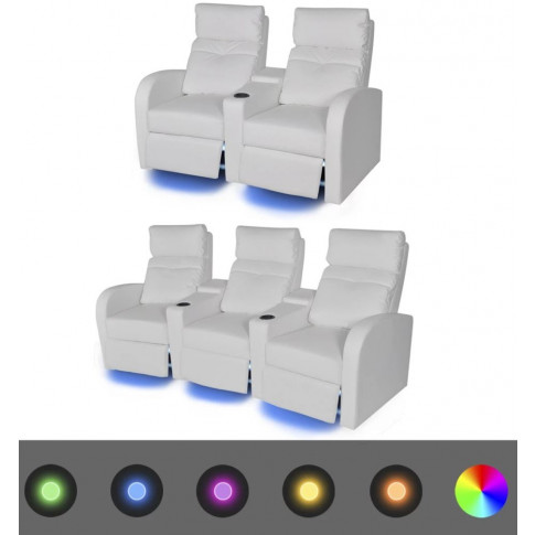 Białe fotele kinowe z LED 2 i 3 osobowe Blurry 3X