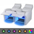 Niebieskie lampy LED znajdujące się pod odchylonymi podnóżkami foteli Blurry 3X