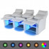 Prezentacja świecących lampek LED usytuowanych pod białymi fotelami  Blurry 3X