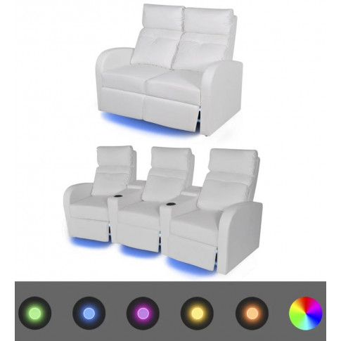 Białe fotele kinowe z LED 2 i 3 osobowe Blurry 2X