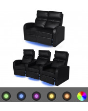 Czarne fotele kinowe z LED 2 + 3-osobowe – Blurry 2X w sklepie Edinos.pl