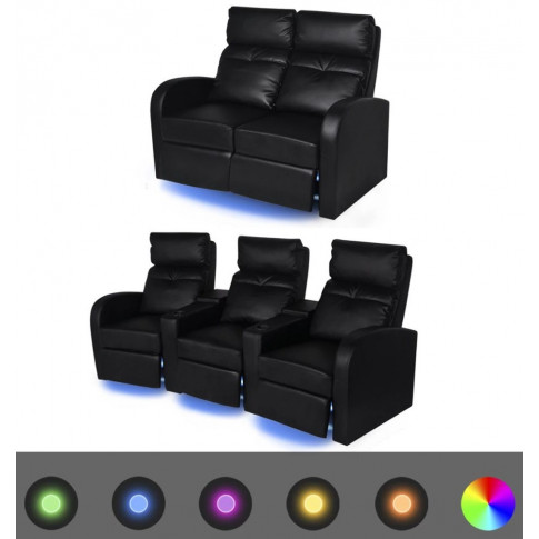 Czarne fotele kinowe z LED 2 i 3 osobowe Blurry 2X