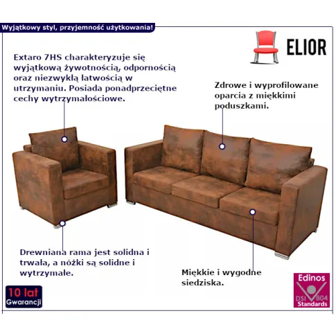 Balisto brązowy zestaw mebli do salonu