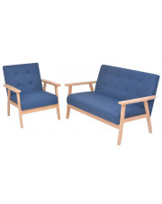 Niebieski komplet tapicerowanych sof wypoczynkowych - Edris 3X w sklepie Edinos.pl