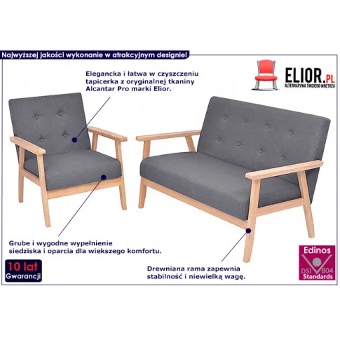 2-częściowy ciemnoszary zestaw wypoczynkowy Edris 2C