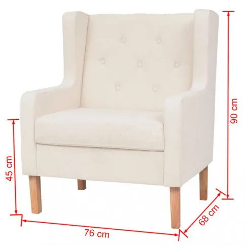 Wymiary kremowego fotela wypoczynkowego Bianco