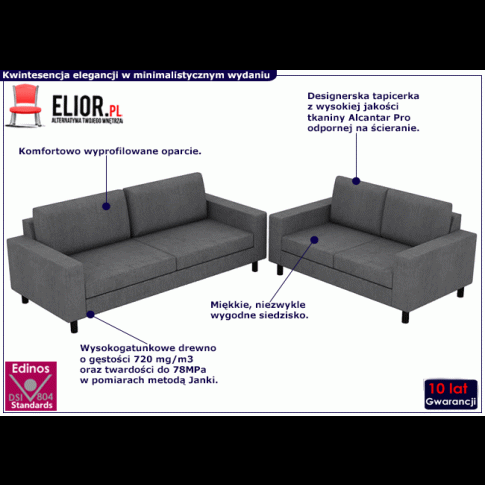 Fotografia Minimalistyczny zestaw wypoczynkowy Barletta - Ciemnoszary z kategorii Wypoczynki