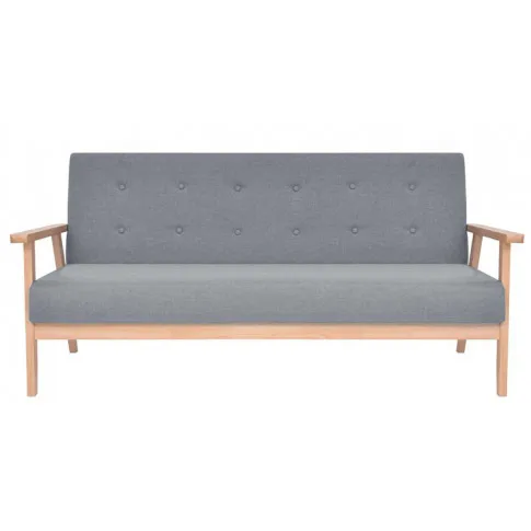 Jasnoszara trzyosobowa sofa w stylu vintage Edris