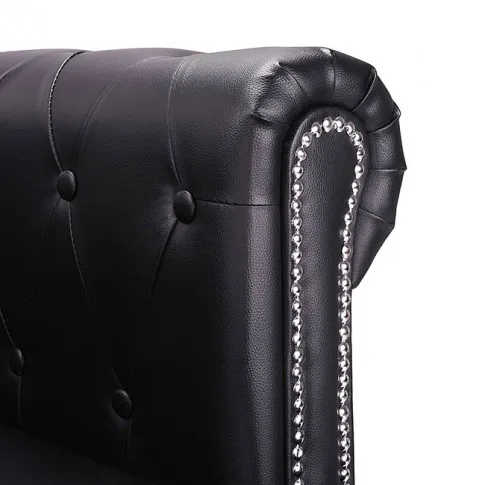 Szczegółowe zdjęcie nr 5 produktu Narożnik z leżanką w stylu Chesterfield Xavier 4Q - czarny