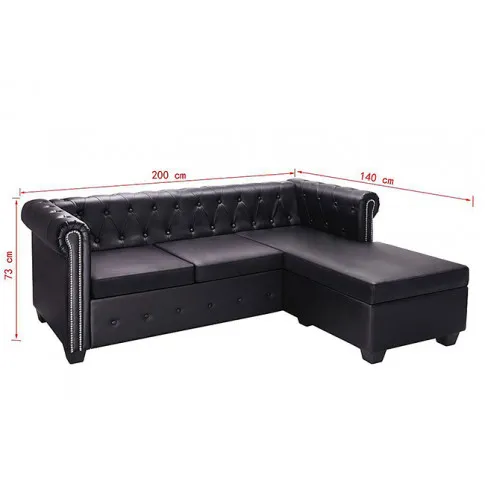 Szczegółowe zdjęcie nr 6 produktu Narożnik z leżanką w stylu Chesterfield Xavier 4Q - czarny