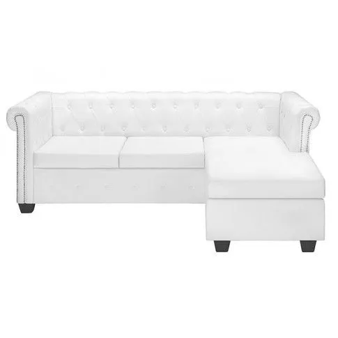 Szczegółowe zdjęcie nr 5 produktu Narożnik z leżanką w stylu Chesterfield Xavier 4Q - biały