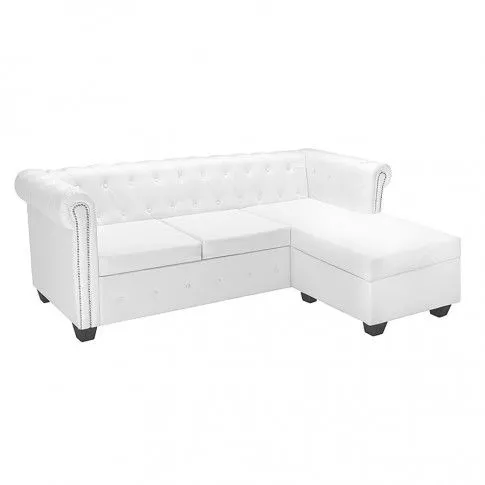 Zdjęcie produktu Narożnik z leżanką w stylu Chesterfield Xavier 4Q - biały.