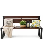 Nowoczesna industrialna ławka ogrodowa palisander - Tremis 3V w sklepie Edinos.pl