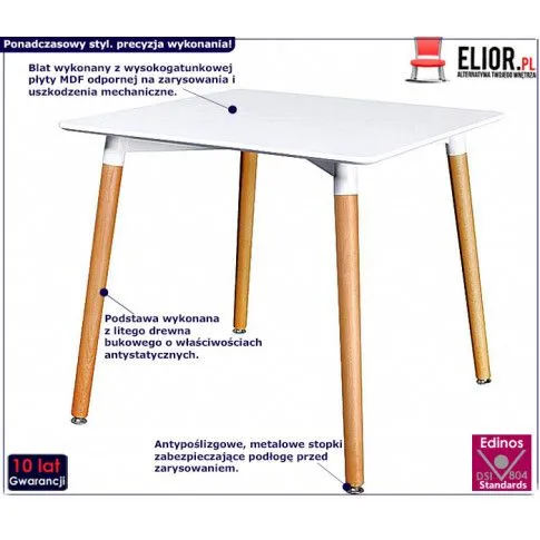 Zdjęcie kwadratowy stół Letiox - biały mat | Edinos.pl