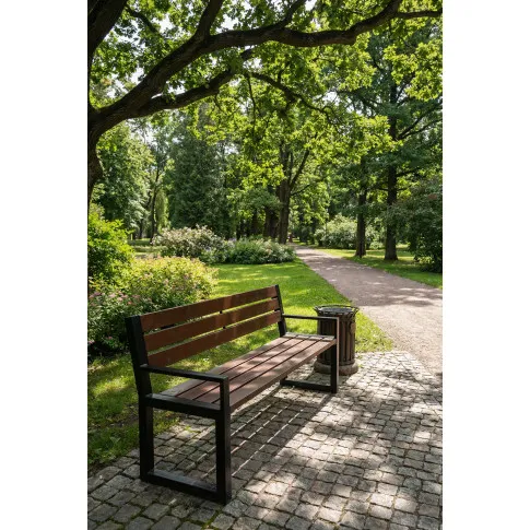 Fotografia Stalowa ławka parkowa z oparciem - Tremis 4V z kategorii Ławki ogrodowe