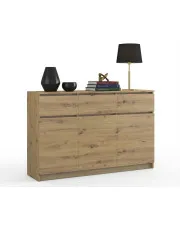 Komoda z szufladą i 3 szafkami Haklen - dąb artisan w sklepie Edinos.pl
