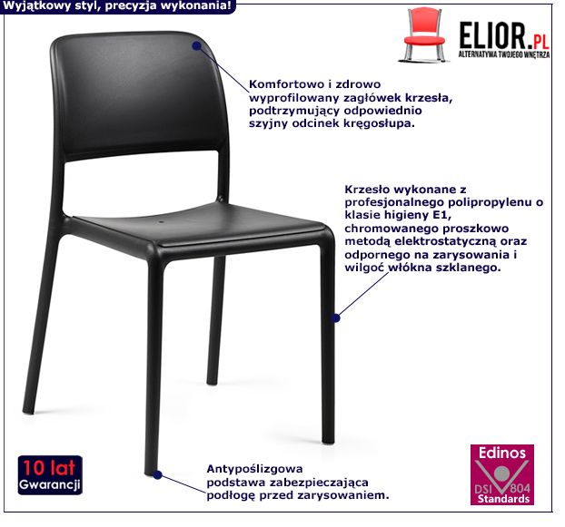 Minmalistyczne krzesło Vono - czarne