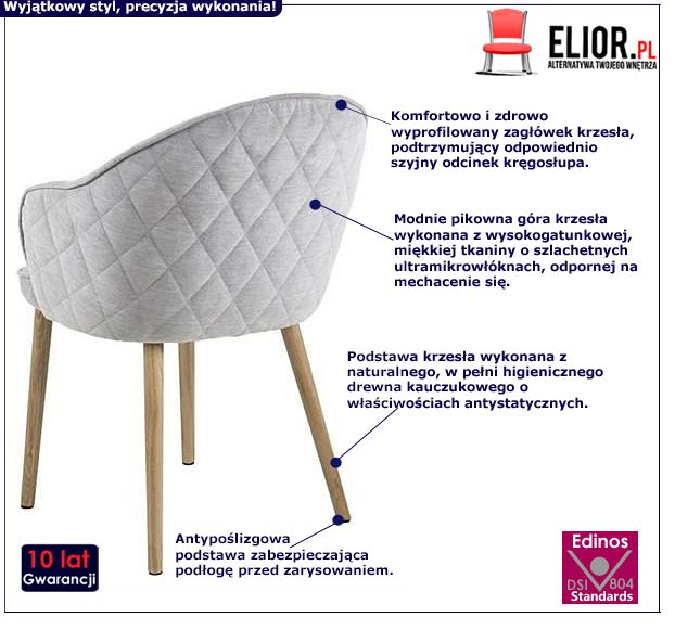 Pikowane krzesło Cekso - szare