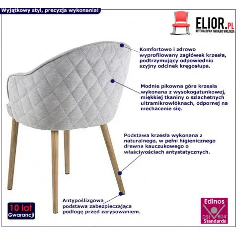 Fotografia Pikowane krzesło Cekso - szare z kategorii Krzesła tapicerowane