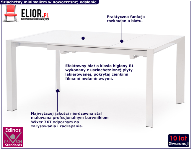 lakierowany rozkładany stół Staner 4X