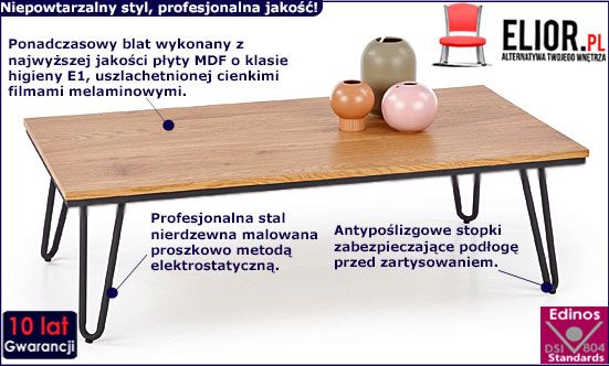 Nowoczesna ława do salonu dąb złoty Warnes