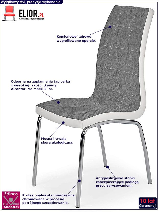 Szare krzesło pikowane Spelter 2X