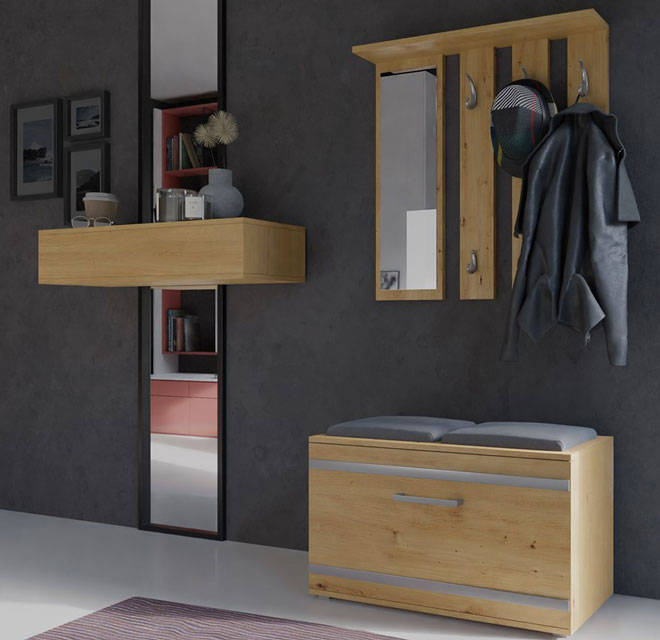Garderoba w industrialnym stylu z lustrem Dorura