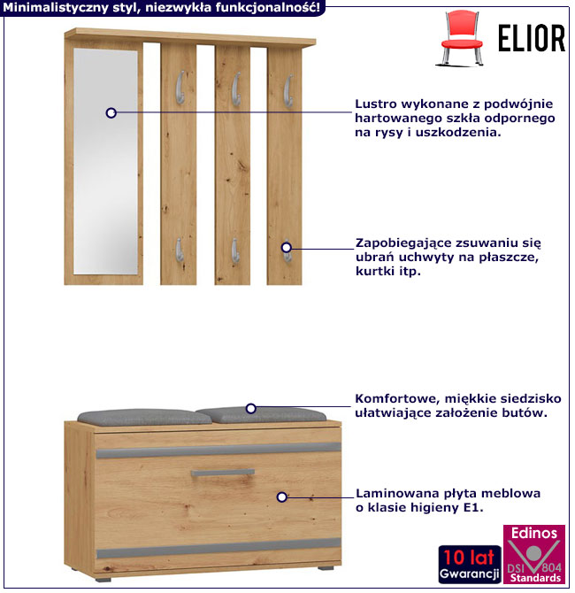 Loftowa garderoba do przedpokoju dąb artisan Dorura