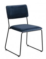 Welwetowe krzesło tapicerowane Nadio - granatowe