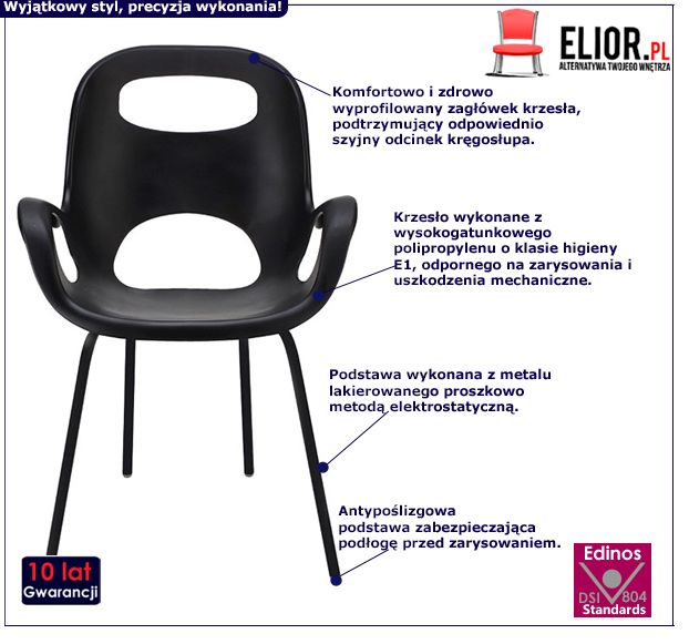 Stylowe krzesło Giano - czarne