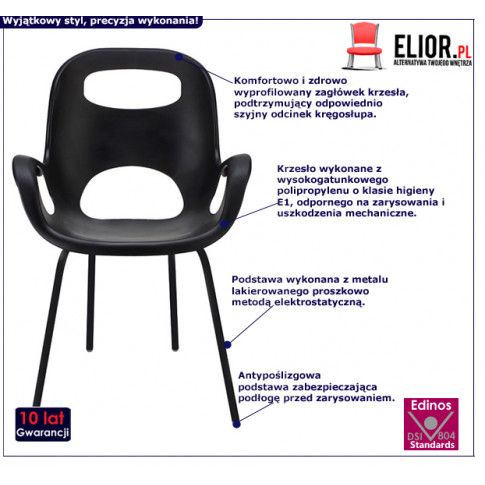 Fotografia Minimalistyczne krzesło Giano - czarne z kategorii Krzesła metalowe czarne