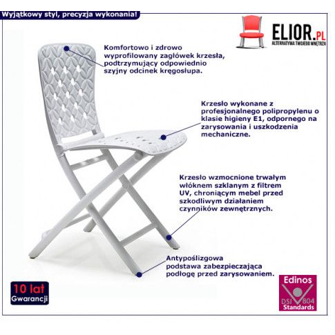 Fotografia Składane krzesło Arfeo - białe z kategorii Pozostałe krzesła