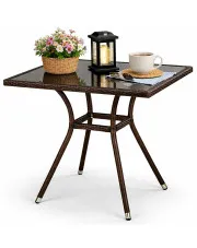 Brązowy kwadratowy stolik ogrodowy - Dione w sklepie Edinos.pl