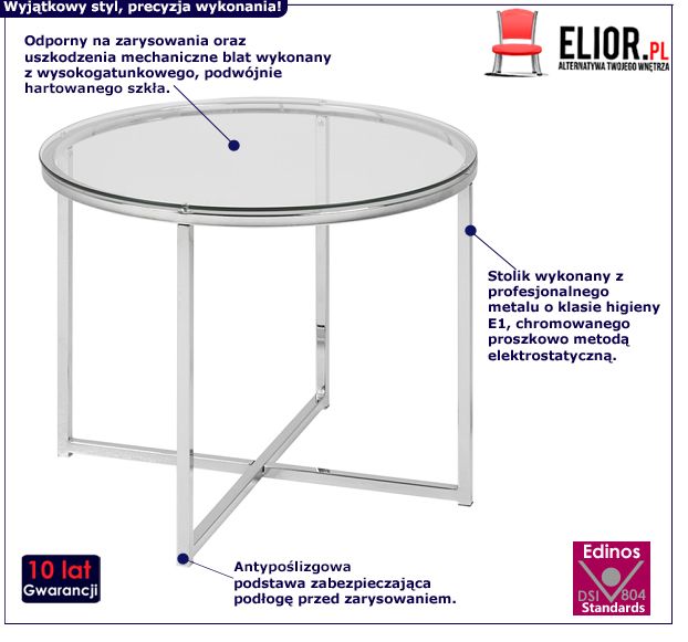 Designerski stolik kawowy Tripolo 3X - srebrny