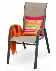 Popielate modne krzesło ogrodowe metalowe, tarasowe - Dora w sklepie Edinos.pl