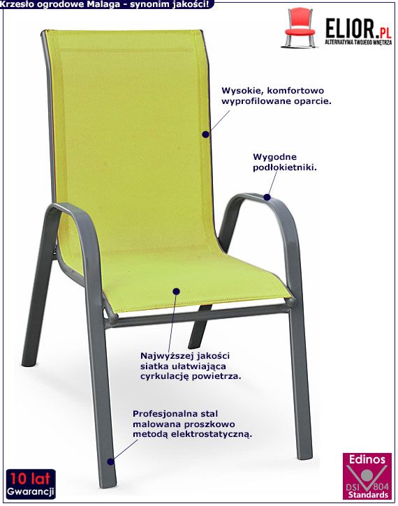Krzesło ogrodowe Malaga - zielone