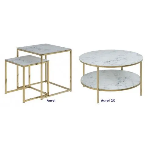 Szczegółowe zdjęcie nr 4 produktu Złoty elegancki okrągły stolik kawowy - Mepo 2X