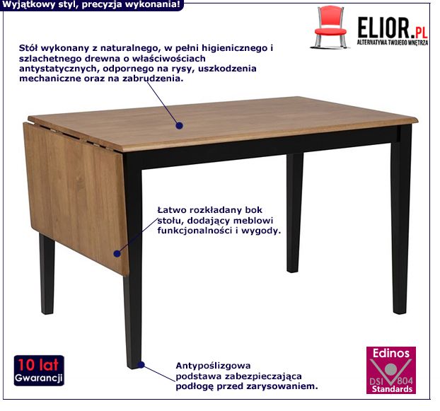 Loftowy stół Dorra - naturalny