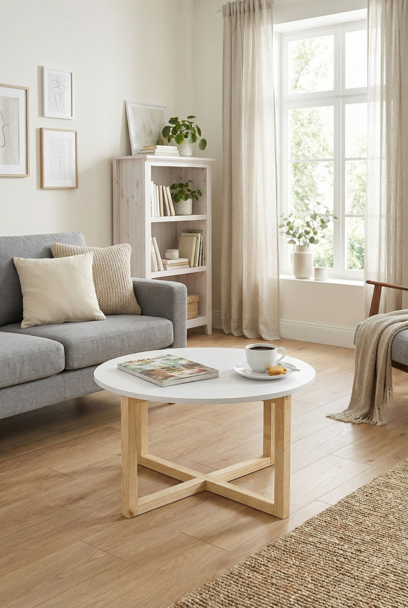 Salon z wykorzystaniem skandynawskiego stolika kawowego Kizo L4