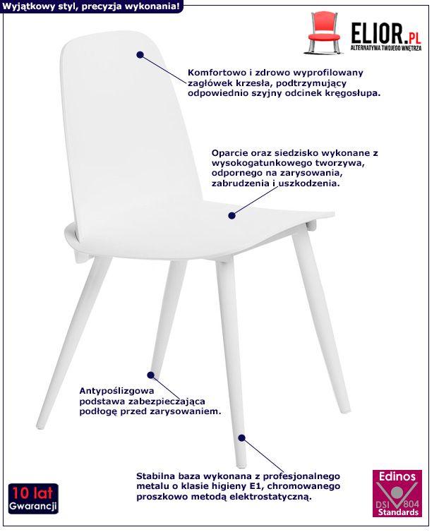 Wygodne krzesło Salvio - białe