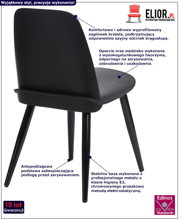 Eleganckie krzesło Ollo - czarne