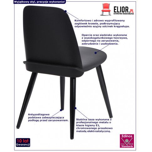 Fotografia Minimalistyczne krzesło Ollo - czarne z kategorii Krzesła kuchenne