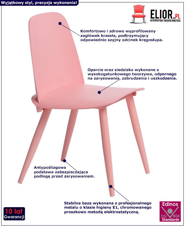 Designerskie krzesło Ollo - różowe