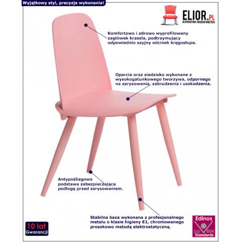 Fotografia Minimalistyczne krzesło Ollo - różowe z kategorii Pozostałe krzesła